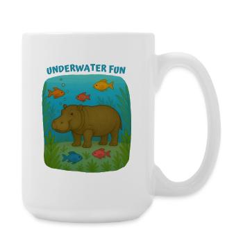 Hippopotamus in underwater play - Large Mug 440 ml - white - Right