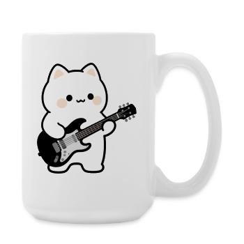 Kawaii Katze mit E-Gitarre Musik Geschenk Musiker - Große Tasse 440 ml - Weiß - Rechts