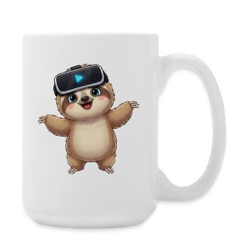 Fauler Faultier Virtual Reality Gamer Zocker - Große Tasse 440 ml - Weiß - Rechts