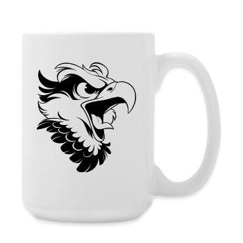 Tête d’aigle en colère – Look tatoué - Grande tasse 440 ml - blanc - Droite