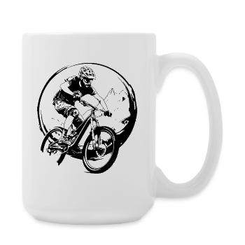Mountain Bike Bicycle Man Silhouette - Large Mug 440 ml - white - Right