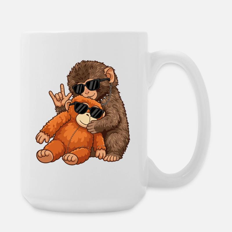 Monkey Punch Rock Music Funny Gift - Large Mug 440 ml - white