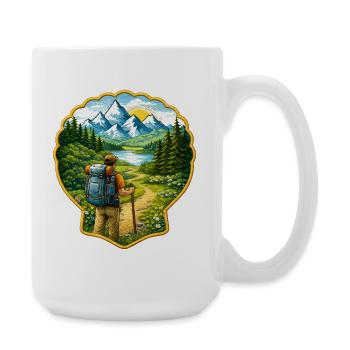 Jakobsweg Patch mit Jakobsmuschel  - Große Tasse 440 ml - Weiß - Rechts