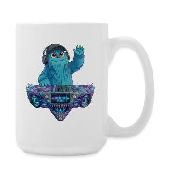 DJ Fluffo - Monster Beats - Fluffonster Design - Große Tasse 440 ml - Weiß - Rechts