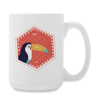 Roter Tukan - Große Tasse 440 ml - Weiß - Rechts