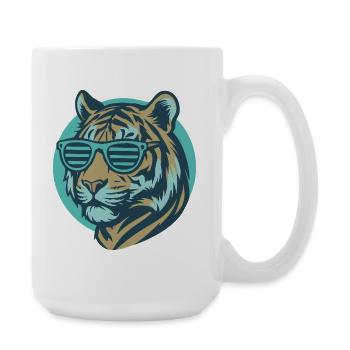 Tiger with Sunglasses Pop Art - Large Mug 440 ml - white - Right