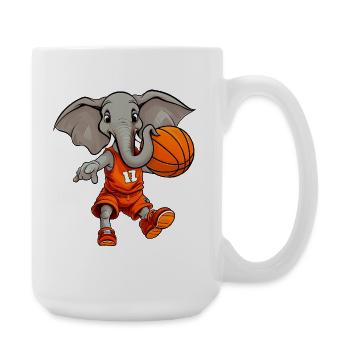 Basketball Elefanten - Große Tasse 440 ml - Weiß - Rechts