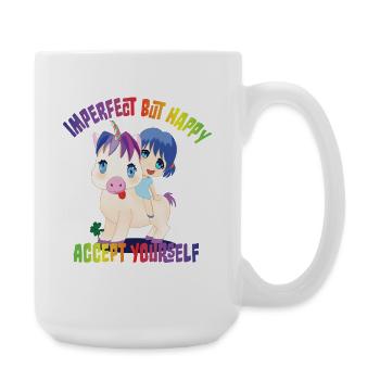 Unicorn Self Acceptance Cartoon - Large Mug 440 ml - white - Right