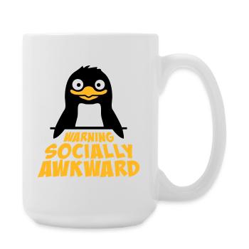 Avertissement pingouin : Socialement maladroit, drôle, maladroit - Grande tasse 440 ml - blanc - Droite