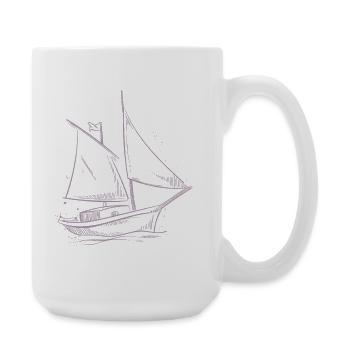 Segelabenteuer Silhouette: Elegante Segler - Große Tasse 440 ml - Weiß - Rechts