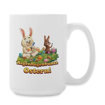Siggi und der Zauberwald - Ostern Eier bemalen - Große Tasse 440 ml - Weiß - Rechts