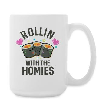 Rollin' With The Homies Sushi-Wortspiel - Große Tasse 440 ml - Weiß - Rechts
