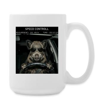 Wildschwein Geschwindikeit Kontrolle - Große Tasse 440 ml - Weiß - Rechts