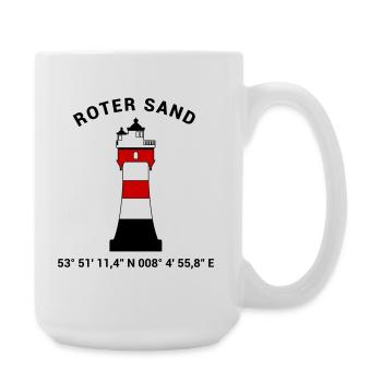 Leuchtturm Roter Sand - Maritim Nordsee Ostsee - Große Tasse 440 ml - Weiß - Rechts