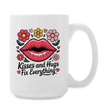 Kisses and hugs heal everything - Large Mug 440 ml - white - Right