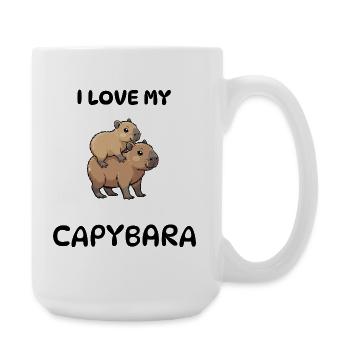 Capybara T-Shirt süß – Kids Huckepack Design - Große Tasse 440 ml - Weiß - Rechts
