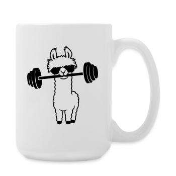Cool Llama Weightlifting Barbell Sunglasses Gym - Large Mug 440 ml - white - Right