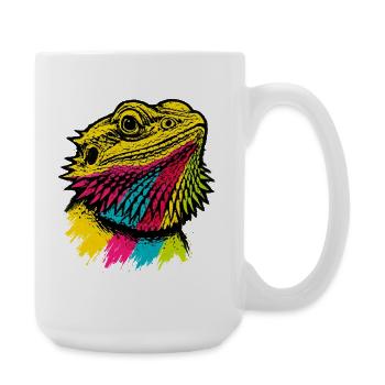 Bartagame Pop-Art Farbenfroher Stadtstil - Große Tasse 440 ml - Weiß - Rechts