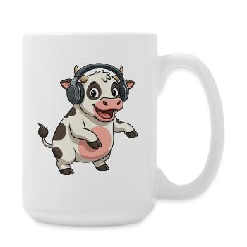 Lustige tanzende Kuh DJ Techno Party Cartoon - Große Tasse 440 ml - Weiß - Rechts