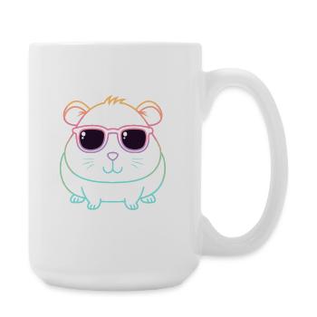 Guinea Pig Rainbow Line and Glasses - Large Mug 440 ml - white - Right