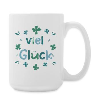 Viel Glück - Glücksklee Kleeblatt - Große Tasse 440 ml - Weiß - Rechts