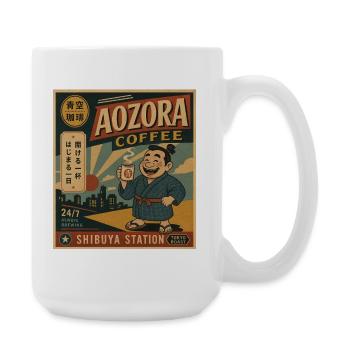 AOZORA Kaffee Shibuya Retro-Plakat - Große Tasse 440 ml - Weiß - Rechts