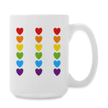 Stolz Regenbogenherzen - Große Tasse 440 ml - Weiß - Rechts