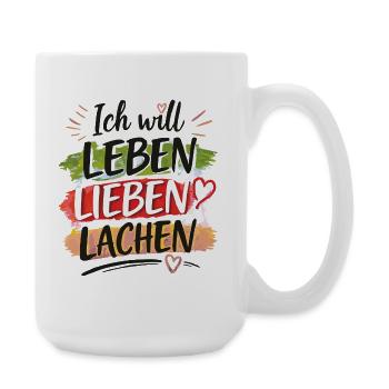 Leben Lieben Lachen - Große Tasse 440 ml - Weiß - Rechts
