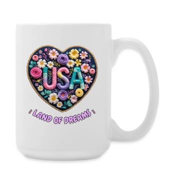 Ornate Embroidered Heart - Romantic Vintage Style - Large Mug 440 ml - white - Right