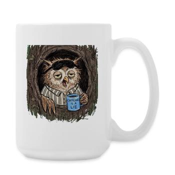 Caffeine is a Lie Eule Kaffee - Große Tasse 440 ml - Weiß - Rechts