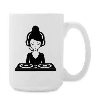 DJ Turntables Frau Festival - Große Tasse 440 ml - Weiß - Rechts