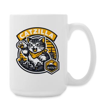 Catzilla Neon City Rampage - Large Mug 440 ml - white - Right