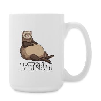 Lustiges Frettchen Outfit Dick, Fett & Übergewicht - Große Tasse 440 ml - Weiß - Rechts