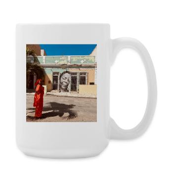 Mural portrait above the market square - Large Mug 440 ml - white - Right