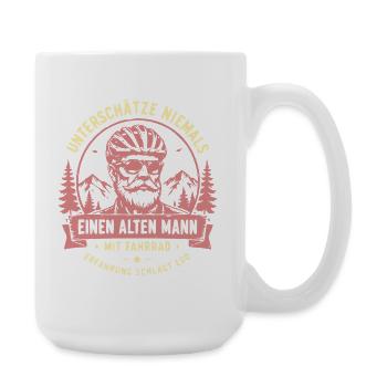 Unterschätze niemals alten Mann mit Fahrrad - Große Tasse 440 ml - Weiß - Rechts