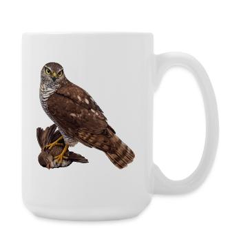 Falcon with sparrow - Large Mug 440 ml - white - Right