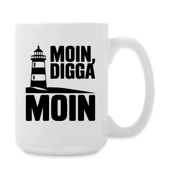  Moin Digga Moin Leuchtturm Norddeutsch Küste - Große Tasse 440 ml - Weiß - Rechts