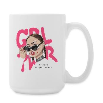 Pop Graffiti Glam : Portrait de fille audacieuse - Grande tasse 440 ml - blanc - Droite