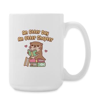 Cute Otter Reads An Otter Day An Otter Chapter - Large Mug 440 ml - white - Right