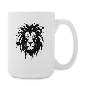 Schwarze Löwenspritzfarbe - Große Tasse 440 ml - Weiß - Rechts