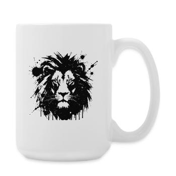 Lion éclaboussures noir - Grande tasse 440 ml - blanc - Droite