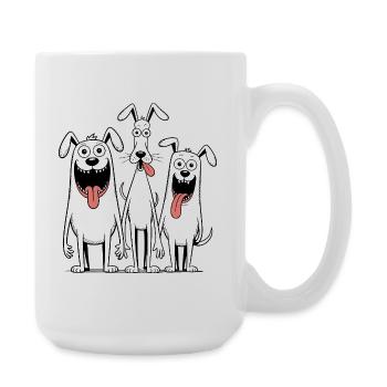 Lustiger Drei-Hunde-Cartoon - Große Tasse 440 ml - Weiß - Rechts