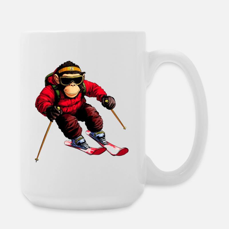 Singe de ski - Grande tasse 440 ml - blanc
