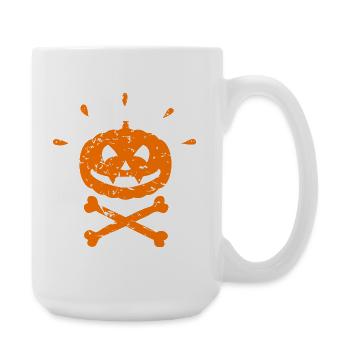 Effrayant Jolly Roger Citrouille Halloween orange - Grande tasse 440 ml - blanc - Droite