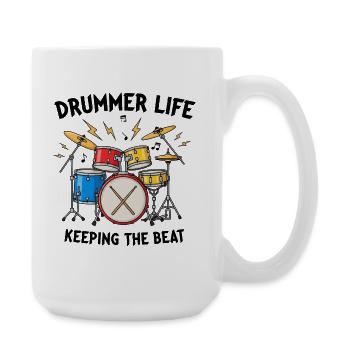 Living drum art motif - Large Mug 440 ml - white - Right