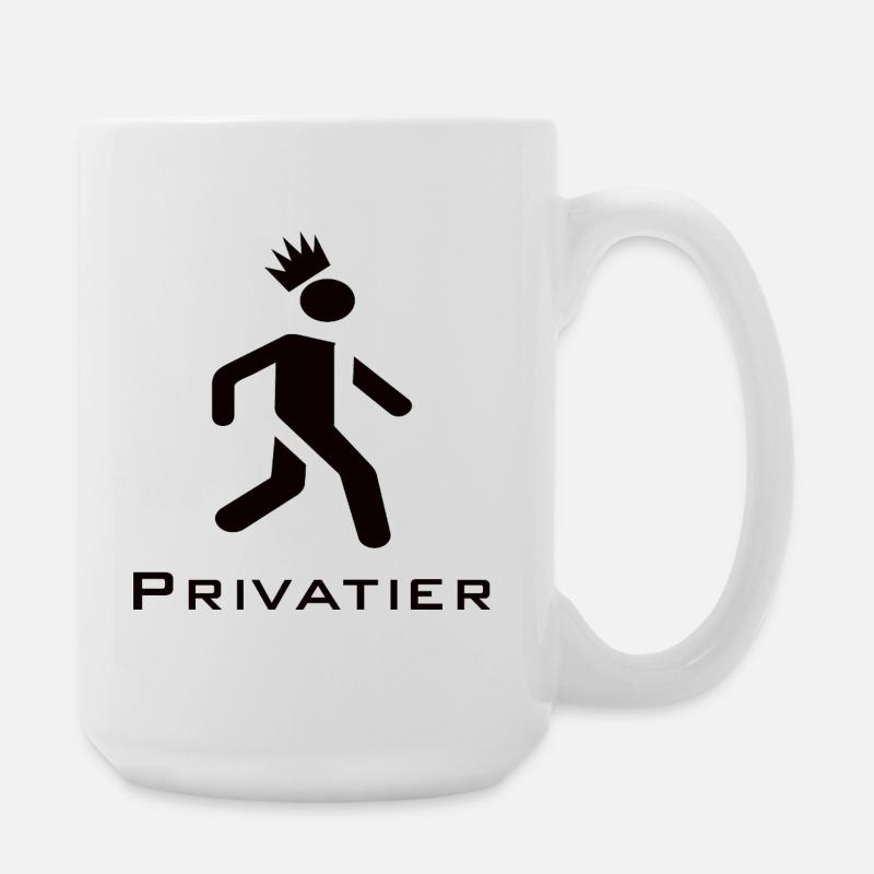 Privatier - Runner mit Krone Design schwarz - Große Tasse 440 ml - Weiß