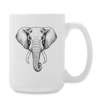 Illustration détaillée d’un éléphant en noir et blanc - Grande tasse 440 ml - blanc - Droite