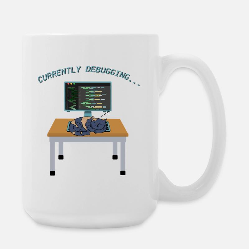 Cat debugging on the monitor - Large Mug 440 ml - white