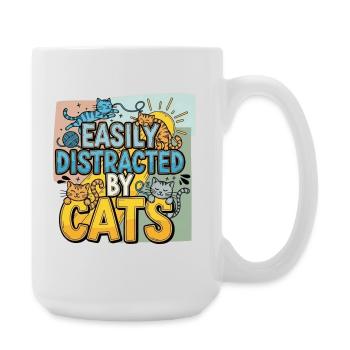 Easily Distracted by Cats - Large Mug 440 ml - white - Right
