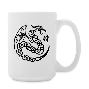 Schwarzer keltischer Drache - Große Tasse 440 ml - Weiß - Rechts